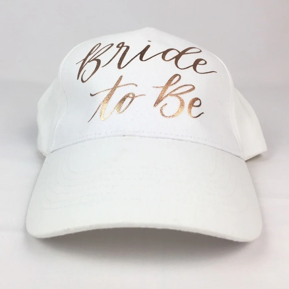 NWOT Bride to Be White Rose Gold Adjustable Hat